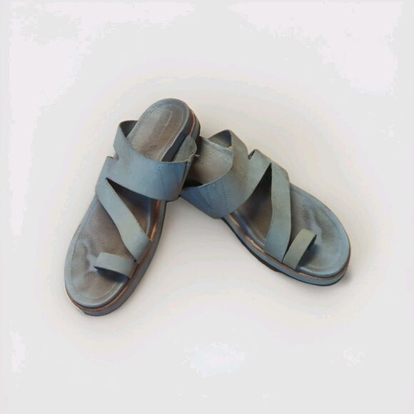 Merrell Juno Wrap Moon Sandals Womens 10 Beige Leather Slip On Comfort - Picture 1 of 7